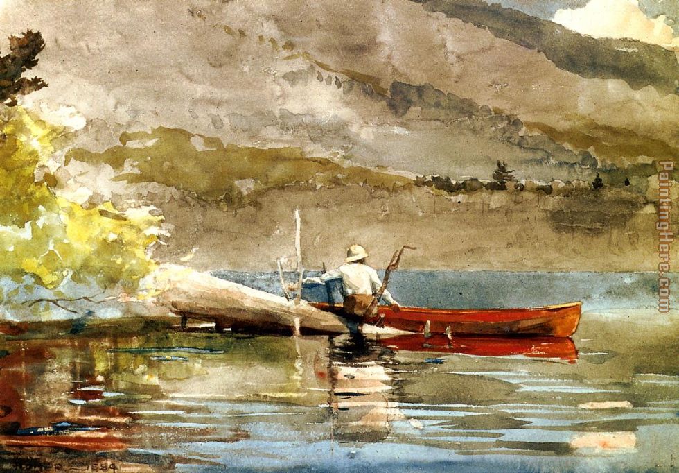 The Red Canoe i painting - Winslow Homer The Red Canoe i art painting